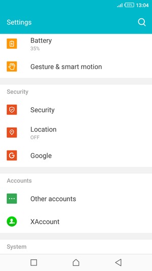 Scroll to and select Security