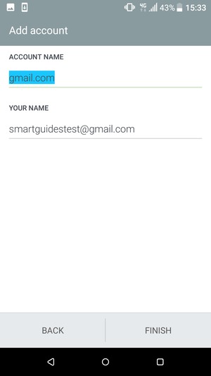 Give your account a name and enter your name. Select FINISH