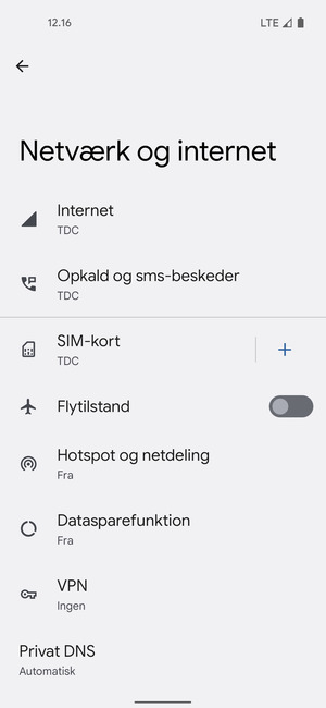 Vælg Hotspot og netdeling