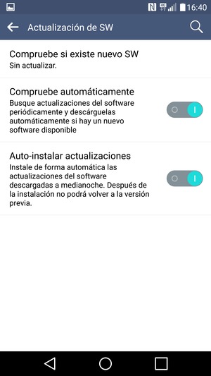 Seleccione Compruebe si existe nuevo SW