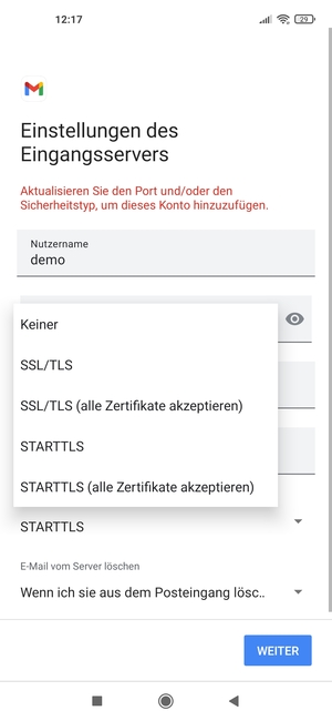 Wählen Sie Keiner und WEITER
