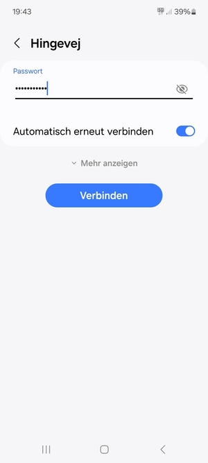 Geben Sie das WLAN-Passwort ein und wählen Sie Verbinden