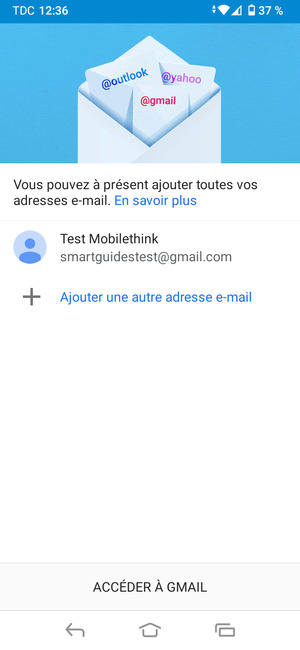 Sélectionnez ACCÉDER À GMAIL