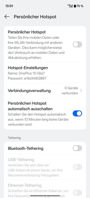 Wählen Sie Hotspot-Einstellungen