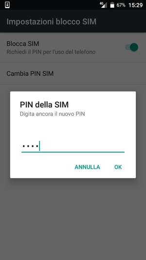 Conferma il nuovo PIN della SIM e seleziona OK