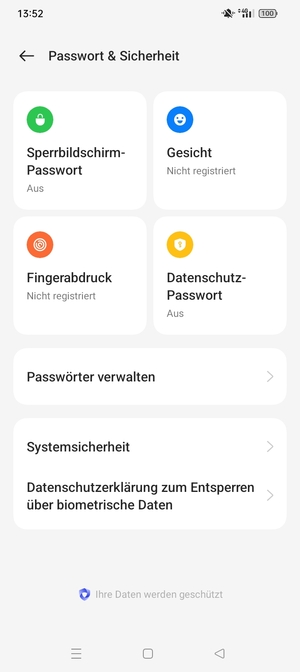 Wählen Sie Systemsicherheit