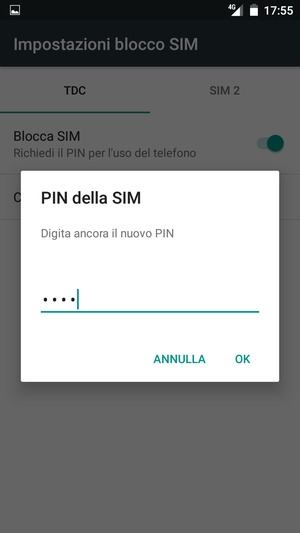 Conferma il nuovo PIN della SIM e seleziona OK