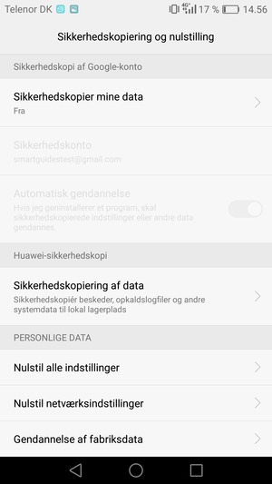 Vælg Sikkerhedskopier mine data
