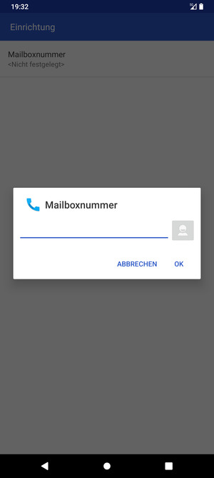 Geben Sie die Mailboxnummer ein und wählen Sie OK