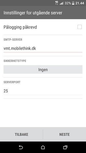 Fjern krysset i avkrysningsboksen Pålogging påkrevd og velg NESTE