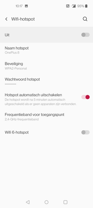 Selecteer Wachtwoord hotspot
