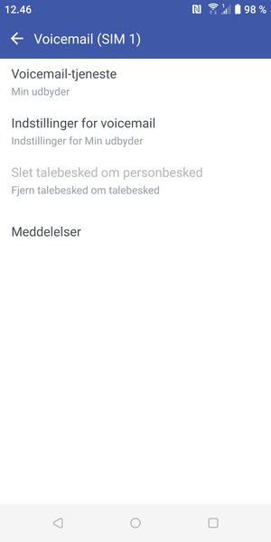 Vælg Indstillinger for voicemail
