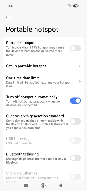 Select Set up portable hotspot