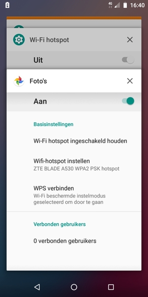 Selecteer het X pictogram om actieve apps te sluiten