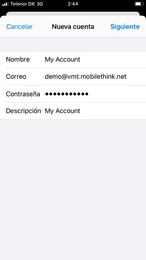 Introduzca la información necesaria y seleccione Siguiente