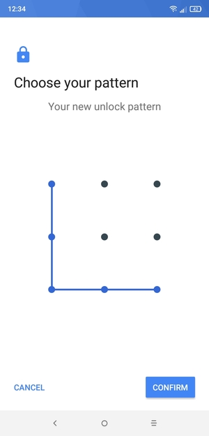 Draw the unlock pattern again and select CONFIRM