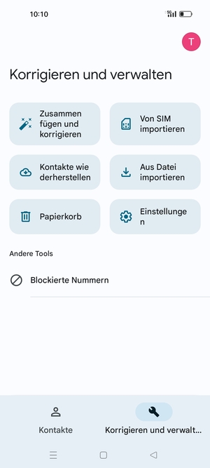 Wählen Sie Von SIM importieren
