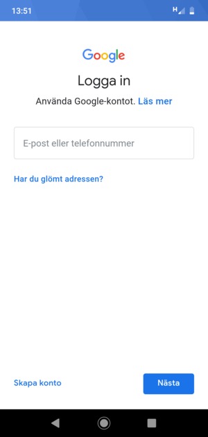 Ange din Gmail-adress och välj Nästa