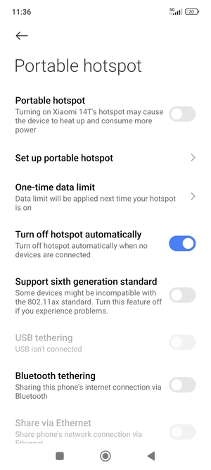 Select Set up portable hotspot