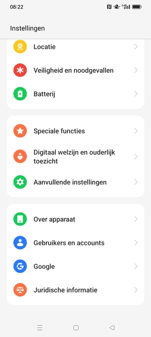 Scroll naar en selecteer Over apparaat