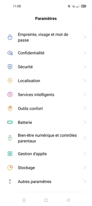 Faites défiler et sélectionnez Sécurité