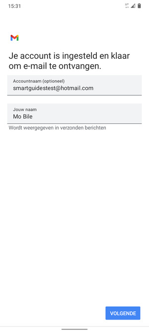 Geef uw account een naam en voer uw naam in. Selecteer VOLGENDE