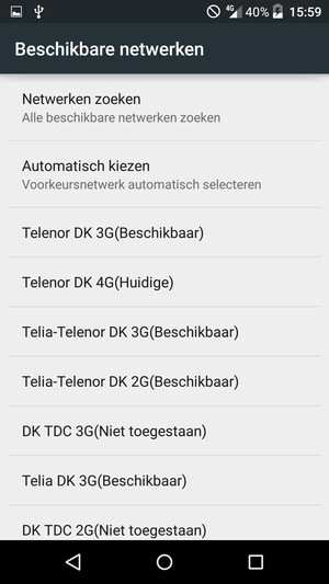 Selecteer een netwerkoperator uit de lijst