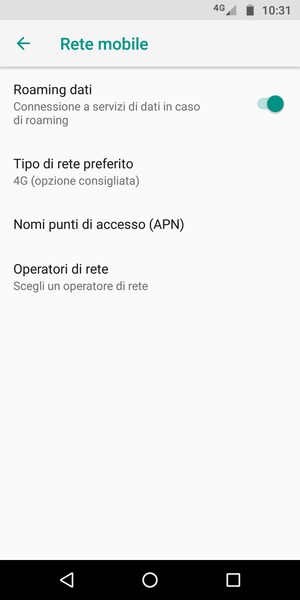 Attiva o disattiva Roaming dati