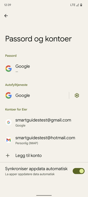 Velg din Google-konto