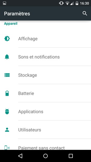 Faites défiler et sélectionnez Batterie