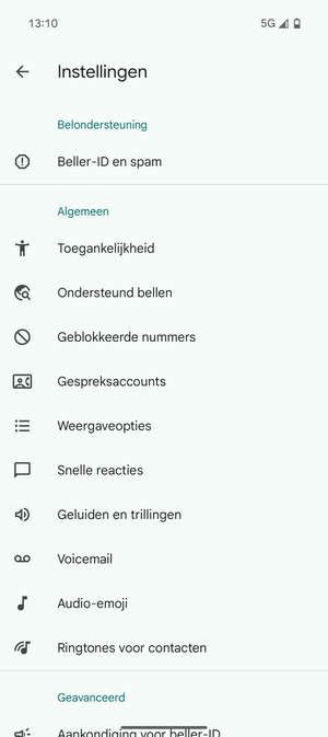 Selecteer Voicemail