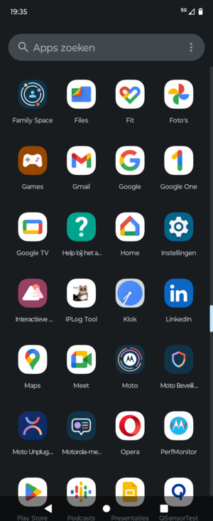 Scroll naar en selecteer Instellingen