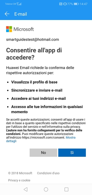 Seleziona Sì