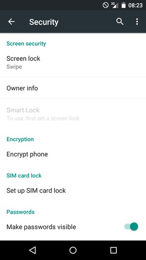 Select Screen lock