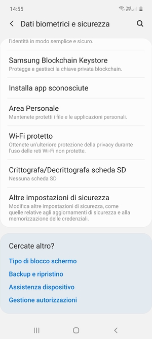 Scorri e seleziona Altre impostazioni di sicurezza