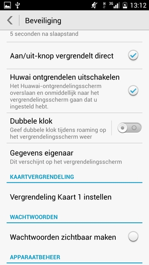 Als uw scherm er zo uitziet, selecteer Vergrendeling Kaart 1 instellen of Vergrendeling Kaart 2 instellen