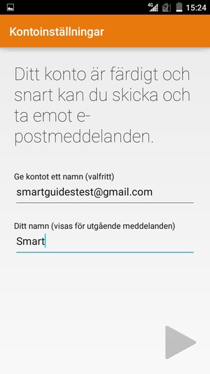 Ge ditt konto ett namn och ange ditt namn. Välj Nästa