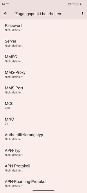 Scrollen Sie nach unten und geben Sie MMS-Informationen ein