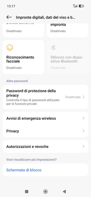 Scorri e seleziona Privacy