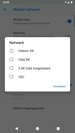 Selecteer een netwerkoperator uit de lijst