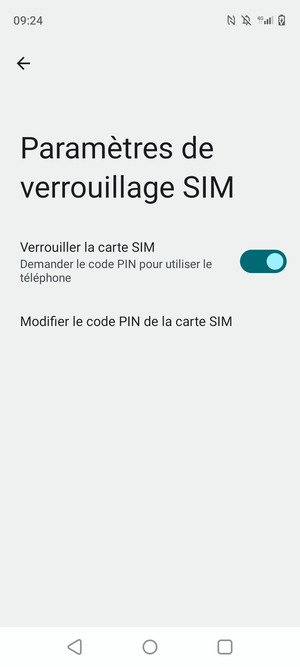 Sélectionnez Modifier le code PIN de la carte SIM