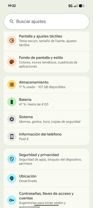 Desplácese y seleccione Sistema