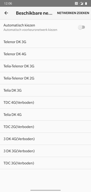 Selecteer een netwerkoperator uit de lijst