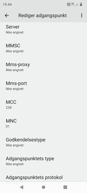 Scroll ned og indtast MMS-oplysninger