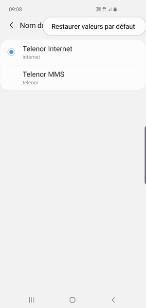 Sélectionnez Restaurer valeurs par défaut