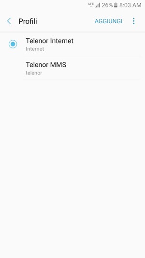 Seleziona il punto di accesso Internet