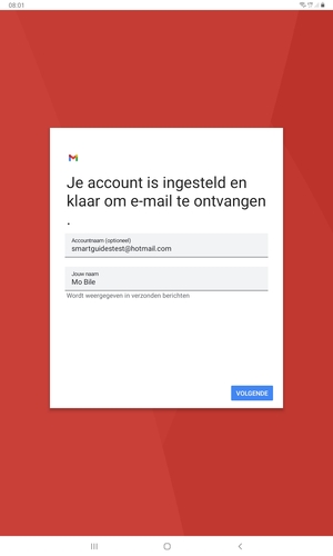 Geef uw account een naam en voer uw naam in. Selecteer VOLGENDE