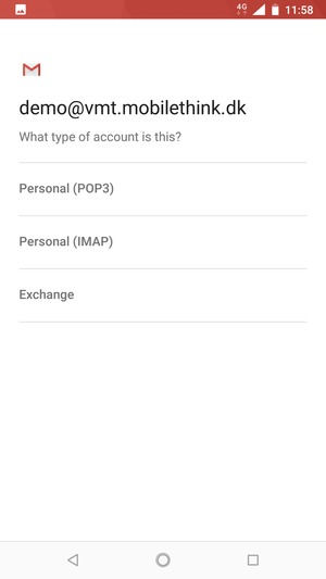 Select Personal (POP3) or Personal (IMAP)