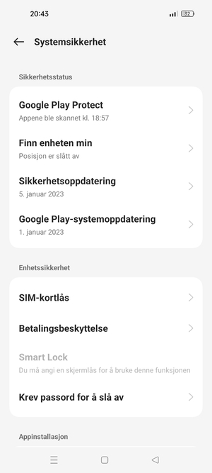 Velg  SIM-kortlås