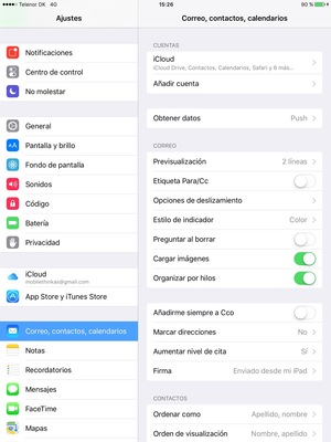 Seleccione Correo, contactos, calend. y luego seleccione Añadir cuenta